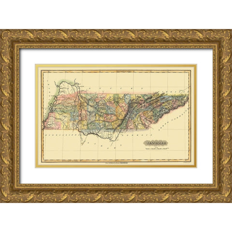 Tennessee - Lucas 1823 Gold Ornate Wood Framed Art Print with Double Matting by Lucas