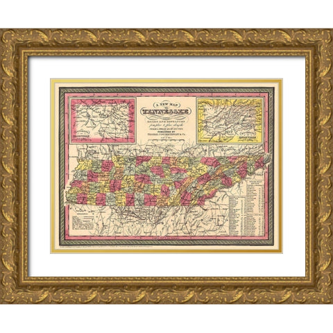 Tennessee - Thomas 1850 Gold Ornate Wood Framed Art Print with Double Matting by Thomas