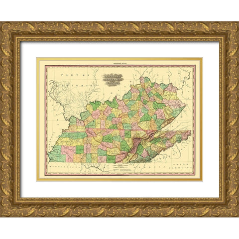 Kentucky, Tennessee, Part of Illinois - Tanner Gold Ornate Wood Framed Art Print with Double Matting by Tanner