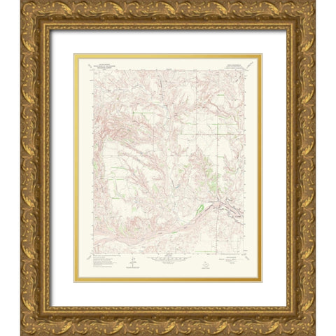 Abra Texas Quad - USGS 1967 Gold Ornate Wood Framed Art Print with Double Matting by USGS