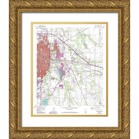 East Abilene Texas Quad - USGS 1957 Gold Ornate Wood Framed Art Print with Double Matting by USGS