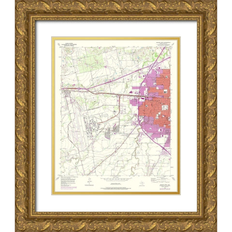 West Abilene Texas Quad - USGS 1957 Gold Ornate Wood Framed Art Print with Double Matting by USGS