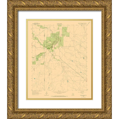 South West Antelope Creek Texas Quad - USGS 1962 Gold Ornate Wood Framed Art Print with Double Matting by USGS