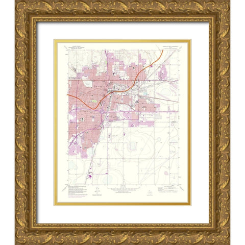 Amarillo East Texas Quad - USGS 1975 Gold Ornate Wood Framed Art Print with Double Matting by USGS