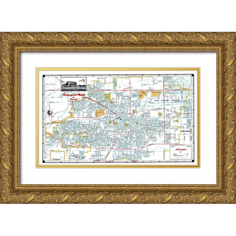 Arlington Texas - Ashburn 1960 Gold Ornate Wood Framed Art Print with Double Matting by Ashburn