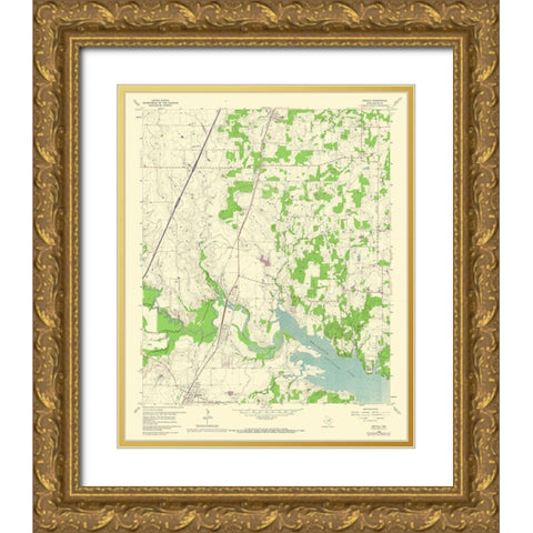 Argyle Texas Quad - USGS 1960 Gold Ornate Wood Framed Art Print with Double Matting by USGS