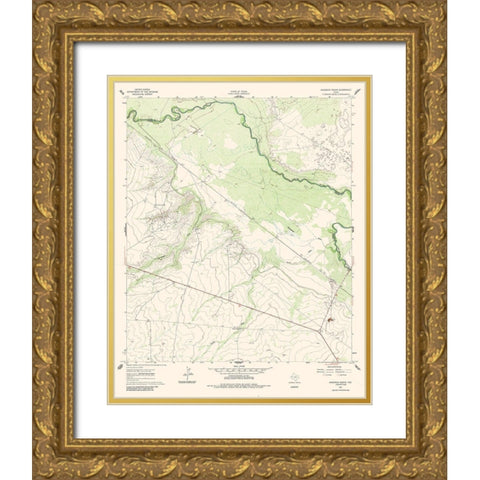 Anderson Ranch Texas Quad - USGS 1961 Gold Ornate Wood Framed Art Print with Double Matting by USGS