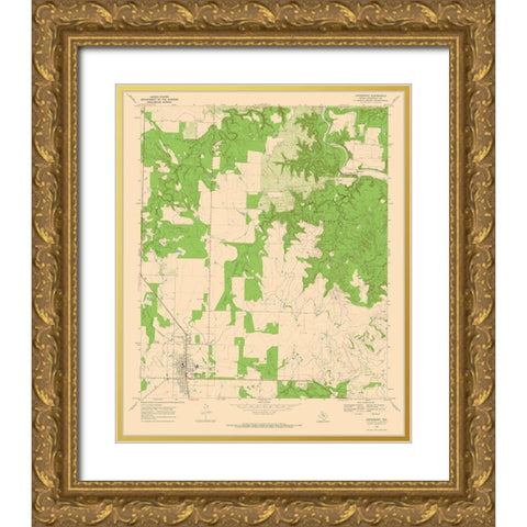 Aspermont Texas Quad - USGS 1968 Gold Ornate Wood Framed Art Print with Double Matting by USGS