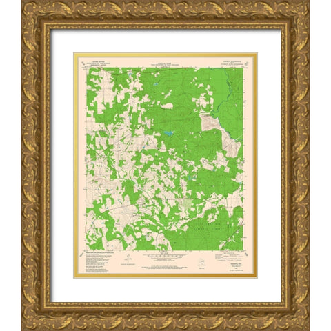 Augusta Texas Quad - USGS 1982 Gold Ornate Wood Framed Art Print with Double Matting by USGS