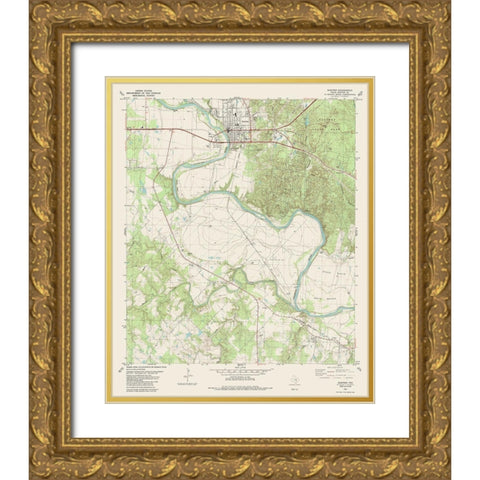 Bastrop Texas Quad - USGS 1982 Gold Ornate Wood Framed Art Print with Double Matting by USGS