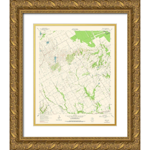 Bazette Texas Quad - USGS 1962 Gold Ornate Wood Framed Art Print with Double Matting by USGS