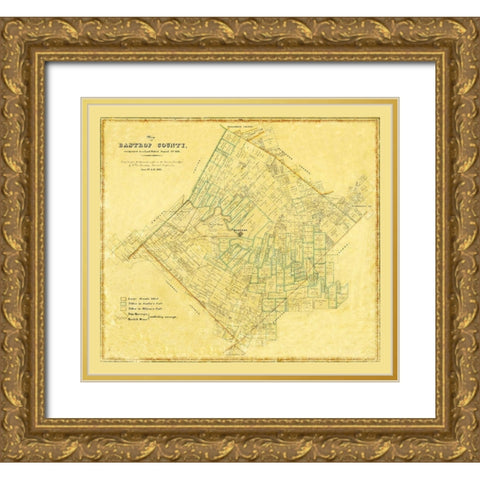 Bastrop County Texas - 1861 Gold Ornate Wood Framed Art Print with Double Matting by Unknown