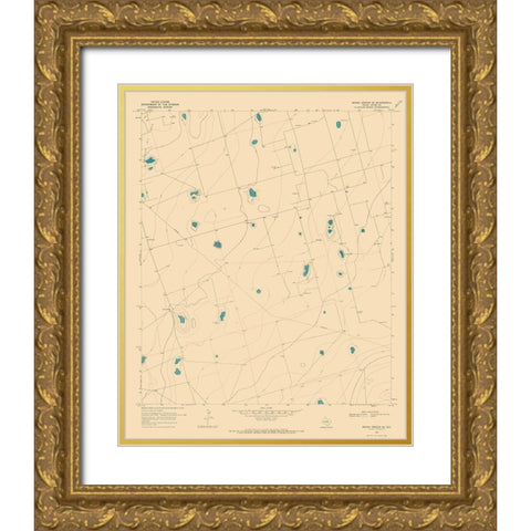 South East Benge Corner Texas Quad - USGS 1968 Gold Ornate Wood Framed Art Print with Double Matting by USGS