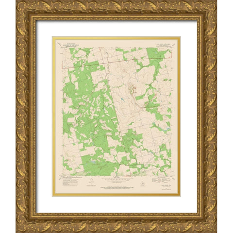 Bull Creek Texas Quad - USGS 1969 Gold Ornate Wood Framed Art Print with Double Matting by USGS