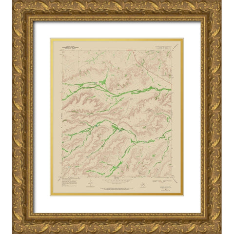 Busher Canyon Texas Quad - USGS 1968 Gold Ornate Wood Framed Art Print with Double Matting by USGS