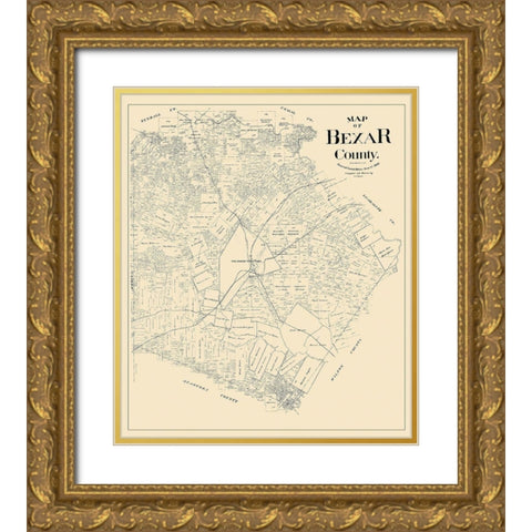 Bexar Texas Landowner - Rowe 1896 Gold Ornate Wood Framed Art Print with Double Matting by Rowe