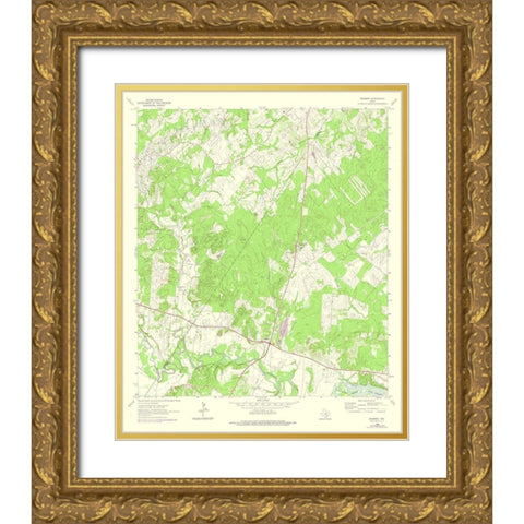 Belmont Texas Quad - USGS 1964 Gold Ornate Wood Framed Art Print with Double Matting by USGS