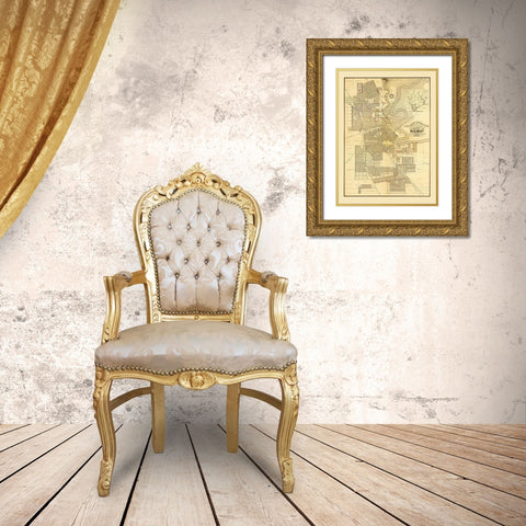 Beaumont Texas - White 1902  Gold Ornate Wood Framed Art Print with Double Matting by White