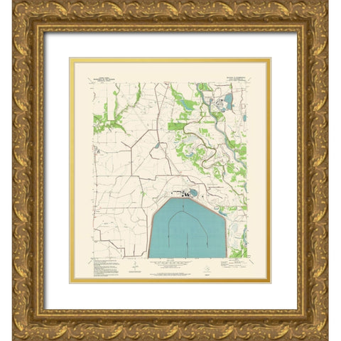 South East Blessing Texas Quad - USGS 1954 Gold Ornate Wood Framed Art Print with Double Matting by USGS