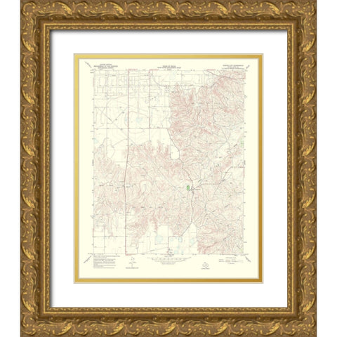 Bowers City Texas Quad - USGS 1970 Gold Ornate Wood Framed Art Print with Double Matting by USGS