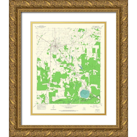 Bogata Texas Quad - USGS 1964 Gold Ornate Wood Framed Art Print with Double Matting by USGS