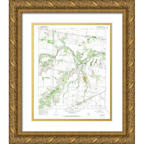 Bomarton Texas Quad - USGS 1966 Gold Ornate Wood Framed Art Print with Double Matting by USGS