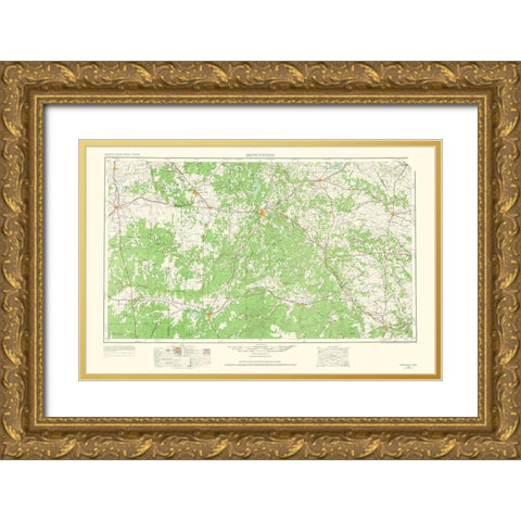 Brownwood Texas Quad - USGS 1965 Gold Ornate Wood Framed Art Print with Double Matting by USGS