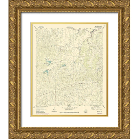 South West Brady Texas Quad - USGS 1963 Gold Ornate Wood Framed Art Print with Double Matting by USGS