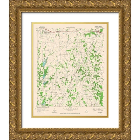 Brashear Texas Quad - USGS 1962 Gold Ornate Wood Framed Art Print with Double Matting by USGS
