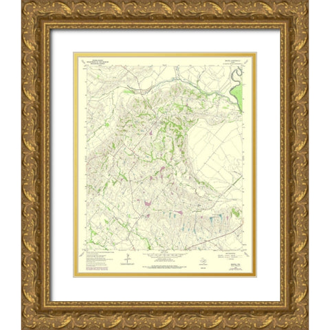 Bristol Texas Quad - USGS 1962 Gold Ornate Wood Framed Art Print with Double Matting by USGS