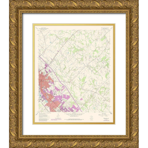 East Bryan Texas Quad - USGS 1962 Gold Ornate Wood Framed Art Print with Double Matting by USGS