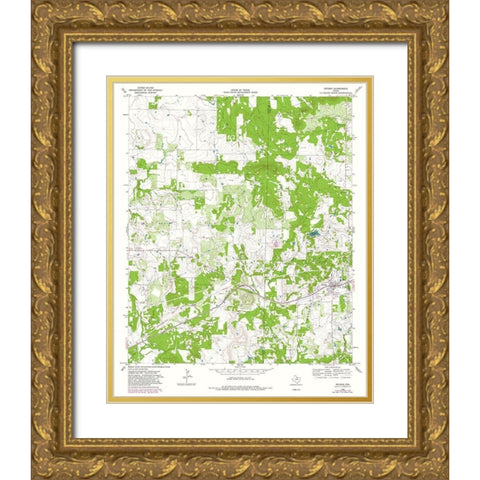 Bryson Texas Quad - USGS 1964 Gold Ornate Wood Framed Art Print with Double Matting by USGS