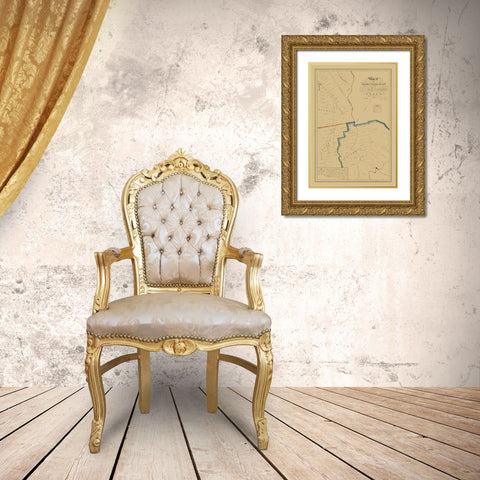 Brazoria County Texas - West 1860 Gold Ornate Wood Framed Art Print with Double Matting by West