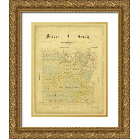 Briscoe County Texas - 1881 Gold Ornate Wood Framed Art Print with Double Matting by Unknown