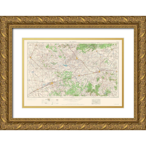 Big Spring Howard County Texas Quad - USGS 1954 Gold Ornate Wood Framed Art Print with Double Matting by USGS