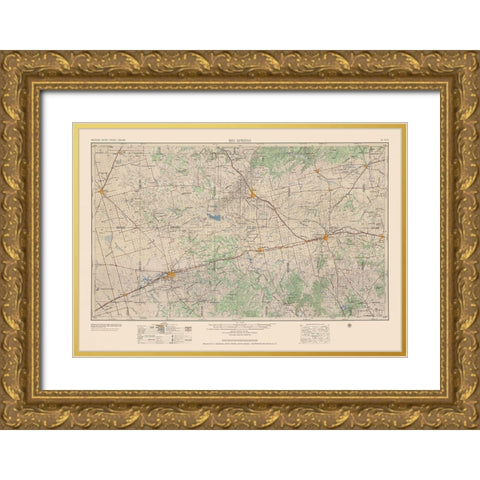 Big Spring Texas Quad - USGS 1954 Gold Ornate Wood Framed Art Print with Double Matting by USGS
