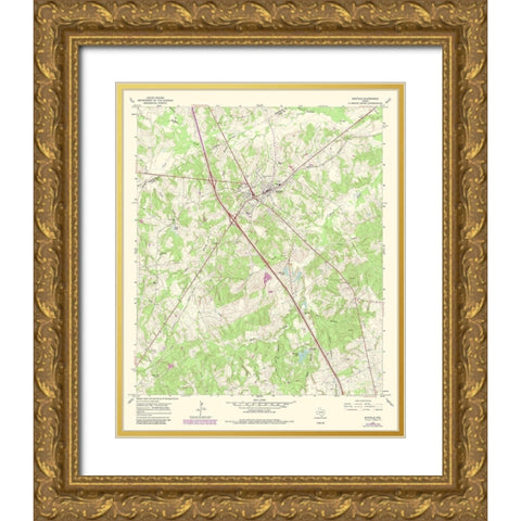 Buffalo Texas Quad - USGS 1965 Gold Ornate Wood Framed Art Print with Double Matting by USGS