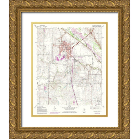 Burkburnett Texas Quad - USGS 1972 Gold Ornate Wood Framed Art Print with Double Matting by USGS