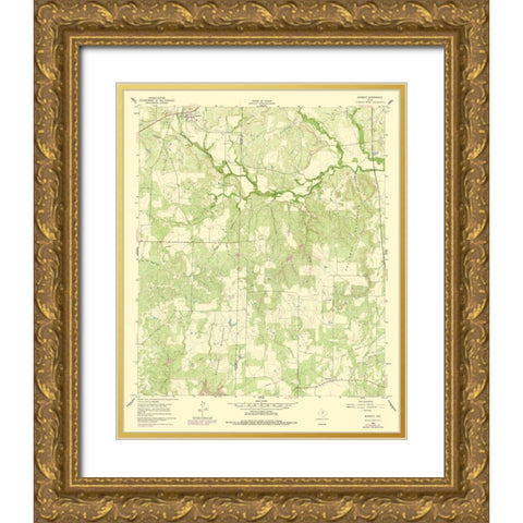 Burkett Texas Quad - USGS 1960 Gold Ornate Wood Framed Art Print with Double Matting by USGS