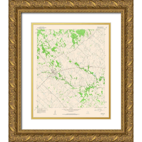 Burton Texas Quad - USGS 1958 Gold Ornate Wood Framed Art Print with Double Matting by USGS