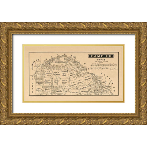 Camp County Texas - Walsh 1879 Gold Ornate Wood Framed Art Print with Double Matting by Walsh