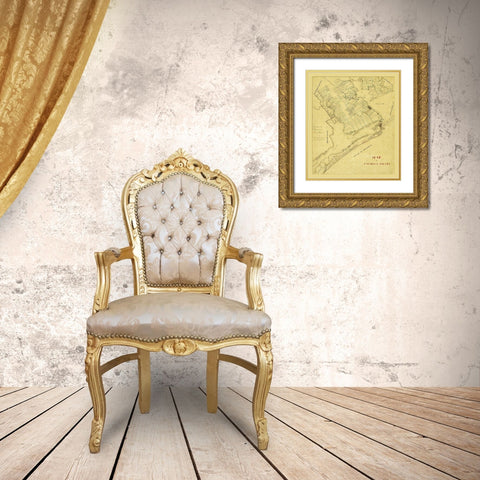Calhoun County Texas - 1863 Gold Ornate Wood Framed Art Print with Double Matting by Unknown