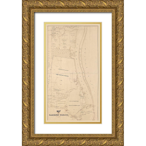 Cameron County Texas -1895 Gold Ornate Wood Framed Art Print with Double Matting by Unknown