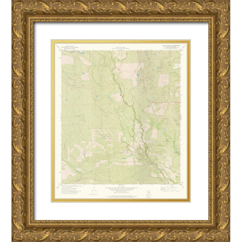 Caiman Creek NE Texas Quad - USGS 1974 Gold Ornate Wood Framed Art Print with Double Matting by USGS