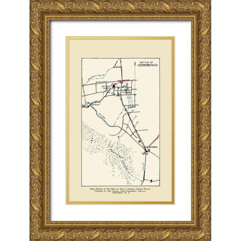 Churubusco Battle  1892 Gold Ornate Wood Framed Art Print with Double Matting by Church News Publishing