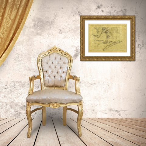 Chambers County Texas - Bieberstein 1862 Gold Ornate Wood Framed Art Print with Double Matting by Bieberstein