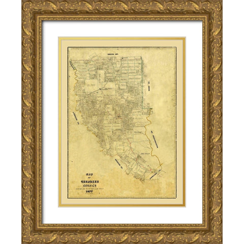 Cherokee County Texas - Arlitt 1877  Gold Ornate Wood Framed Art Print with Double Matting by Arlitt