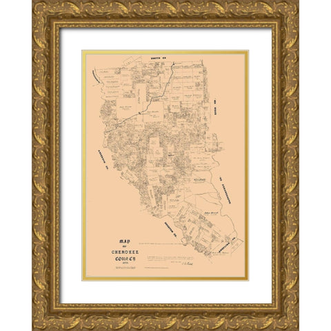 Cherokee County Texas - Walsh 1879  Gold Ornate Wood Framed Art Print with Double Matting by Walsh
