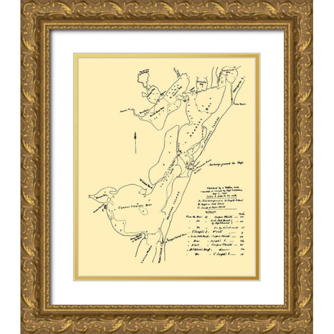 Corpus Christi Waterways - 1845 Gold Ornate Wood Framed Art Print with Double Matting by Unknown