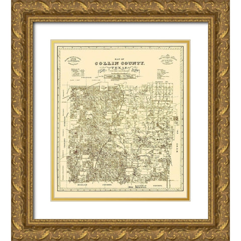 Collin Texas Landowner - Gast 1881 Gold Ornate Wood Framed Art Print with Double Matting by Gast